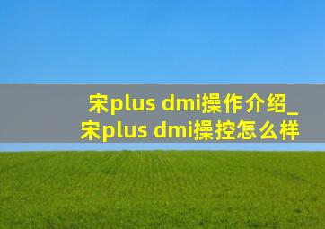 宋plus dmi操作介绍_宋plus dmi操控怎么样